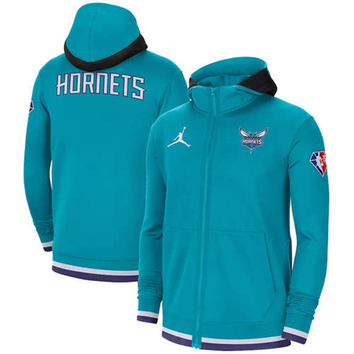 Charlotte Hornets Aqua 75th Anniversary Performance Showtime Full-Zip Hoodie Jacket